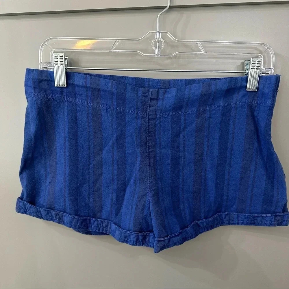 NWOT Free People Blue Striped Short Shorts With Side Zipper Size M